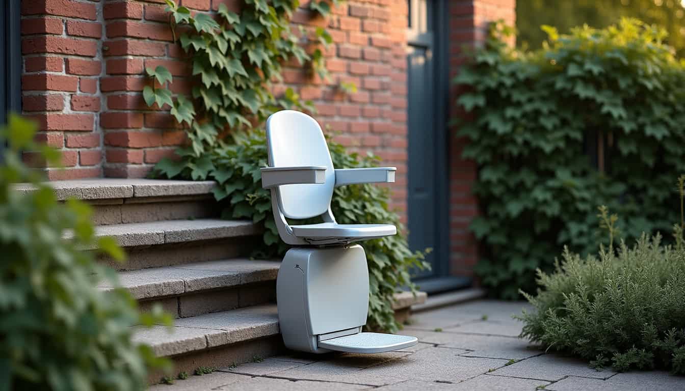 Monte-escalier extérieur installé devant une maison à Laventie