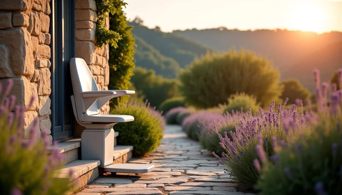 Monte-escalier extérieur installé dans une résidence du Tarn