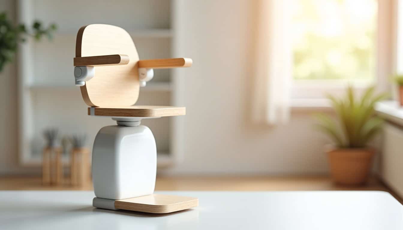 Siège d'un monte-escalier tournant installé dans une maison de Mas-Grenier