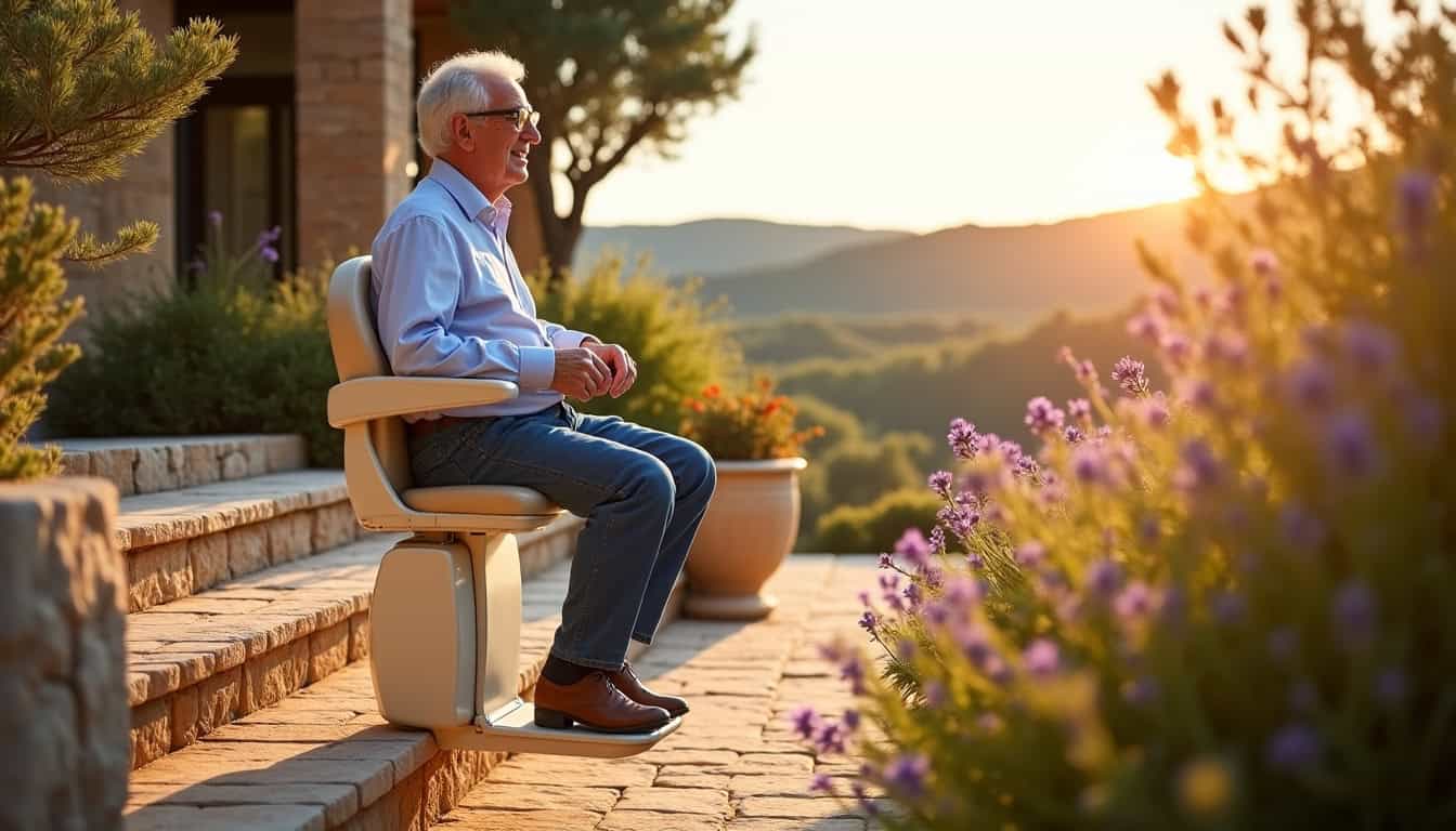 Utilisation d’un monte-escalier extérieur dans une villa à Maussane-les-Alpilles