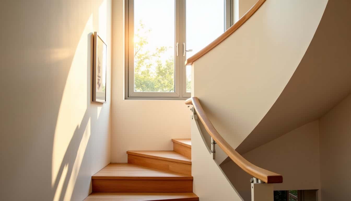 Monte-escalier tournant installé dans une maison à Plestan