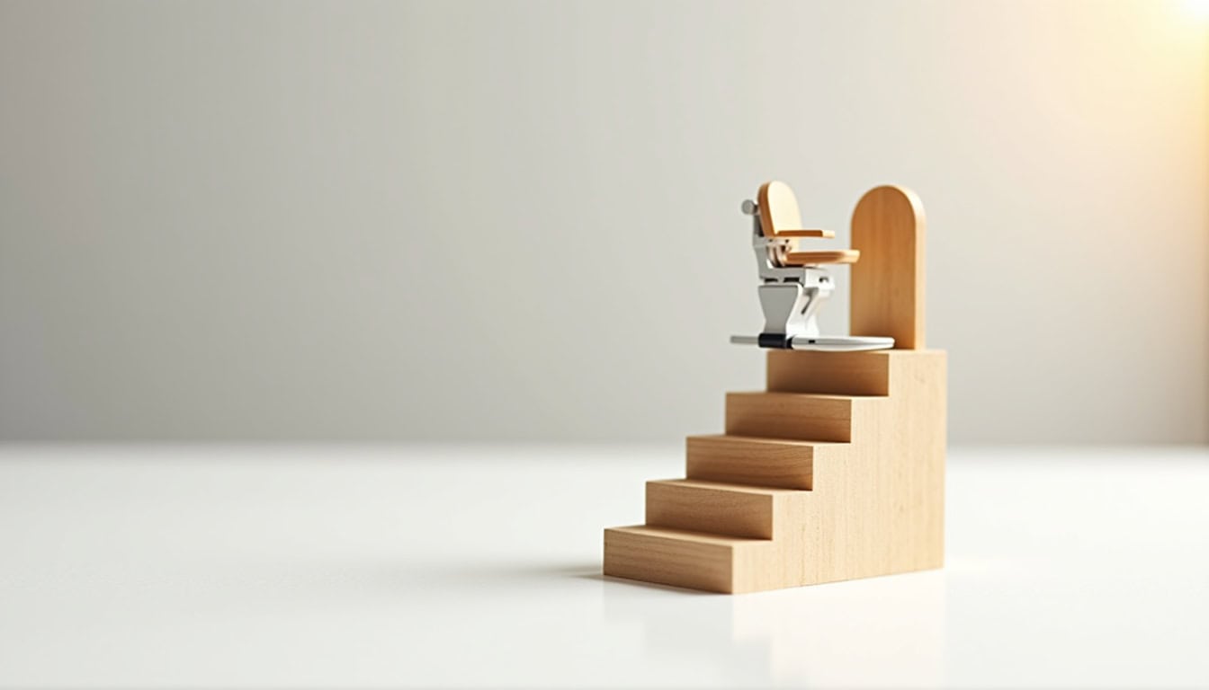 Dossier d'aides financières pour un monte-escalier en cours de montage à Plumieux