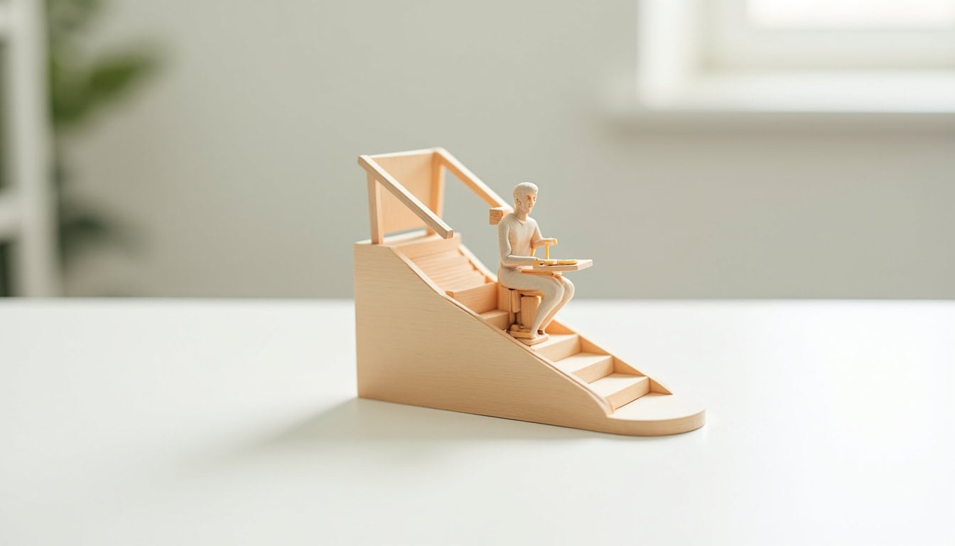 Installation d'un monte-escalier extérieur à Quimper sur un escalier en pierre exposé aux intempéries