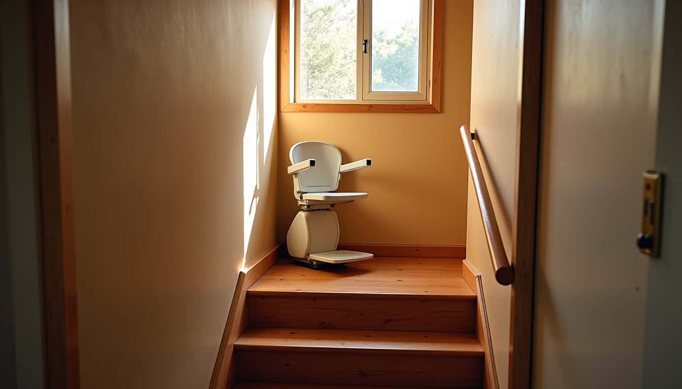 Monte-escalier reconditionné installé dans une maison à Bellengreville