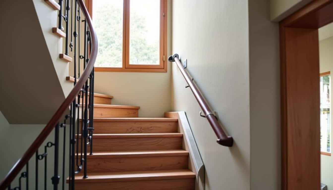 Monte-escalier tournant installé dans un escalier en colimaçon à Rurange-lès-Thionville