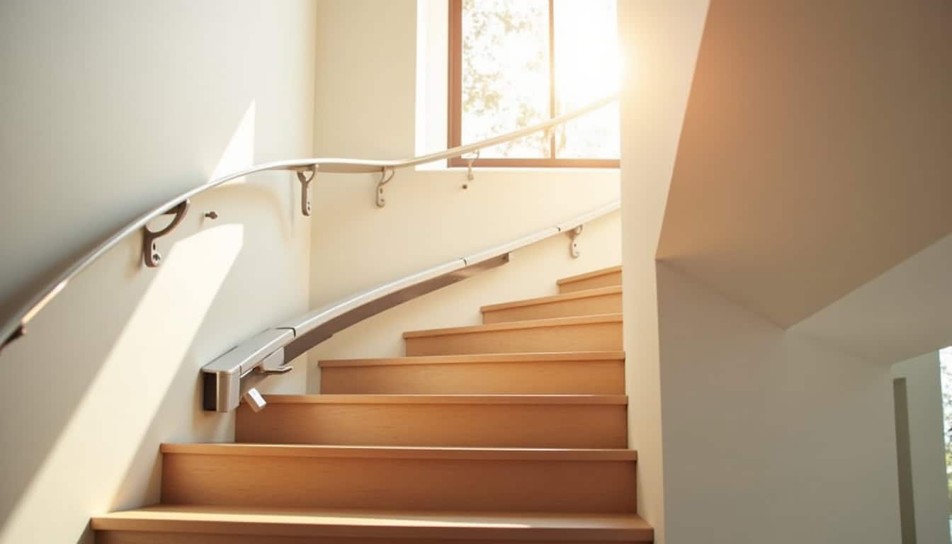 Monte-escalier tournant installé dans une maison à Saint-Clément-des-Levées