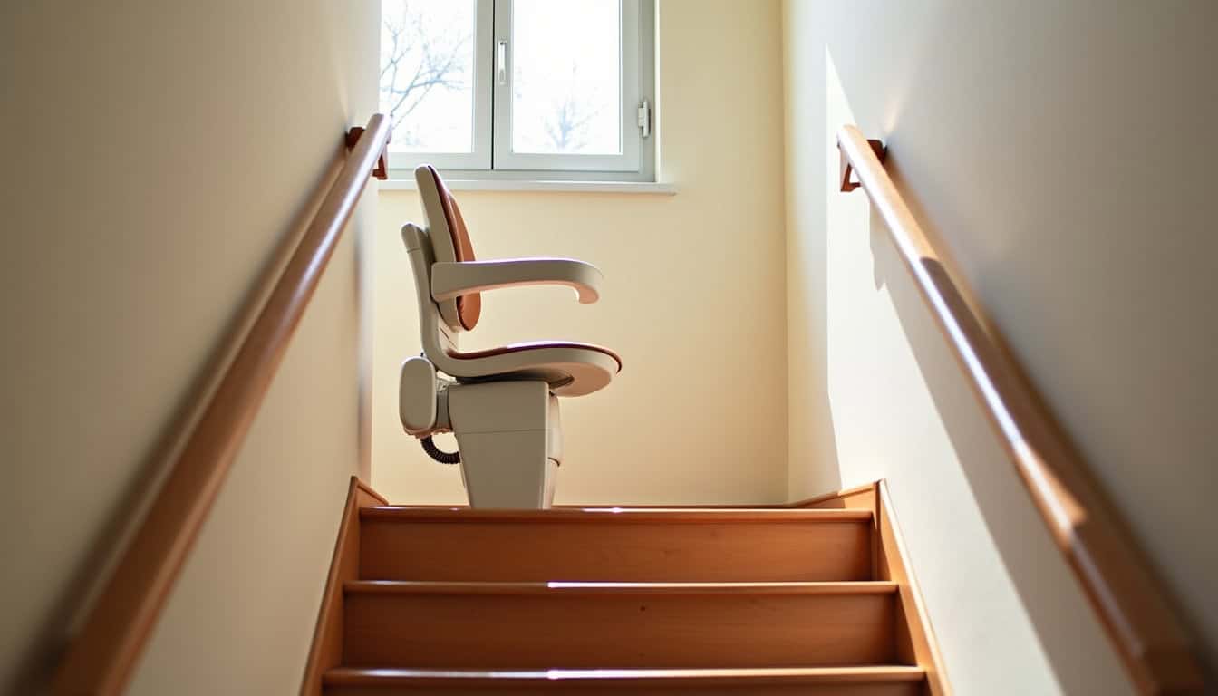 Monte-escalier droit installé dans une maison à Saint-Dizier, escalier linéaire sans virage