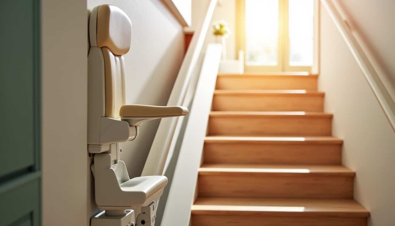 Installation d'un monte-escalier intérieur dans une maison à Saint-Hilaire-du-Harcouët
