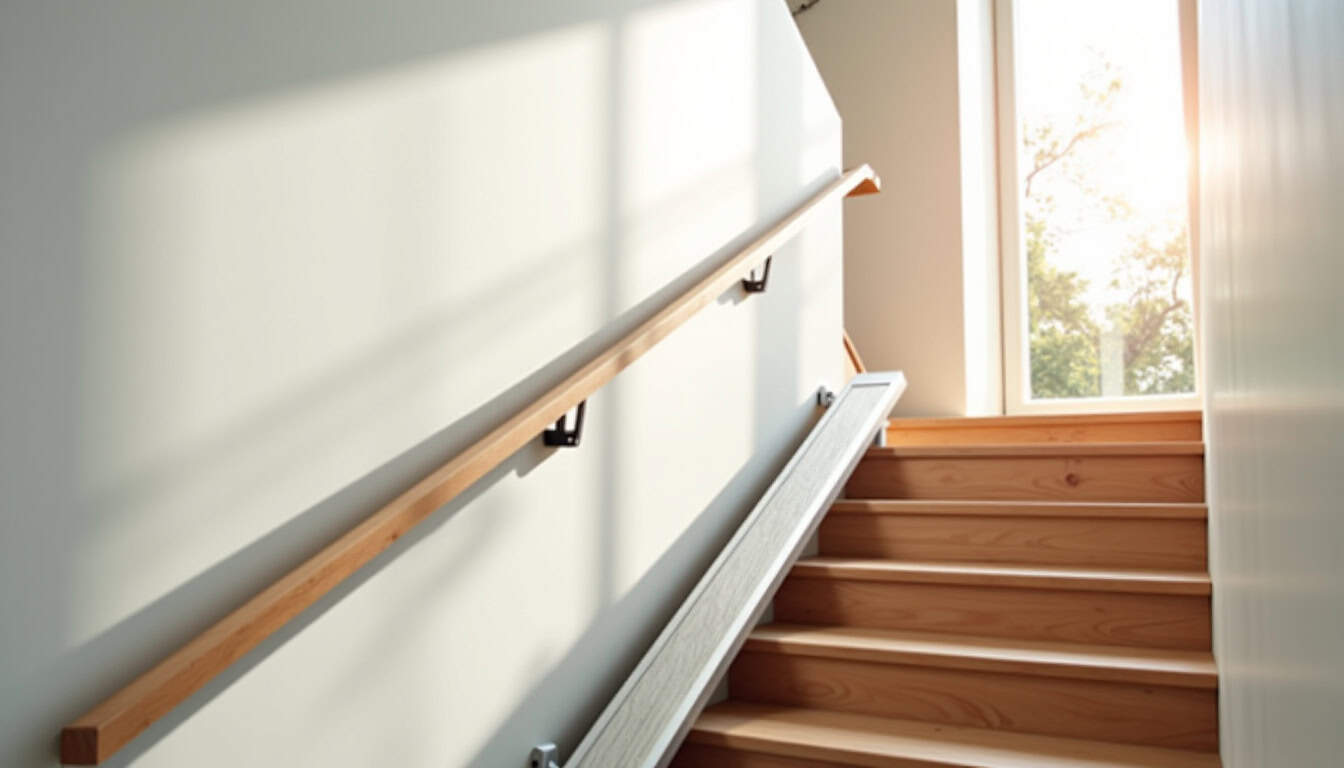 Monte-escalier droit installé sur un escalier rectiligne dans une maison à Saint-Quentin