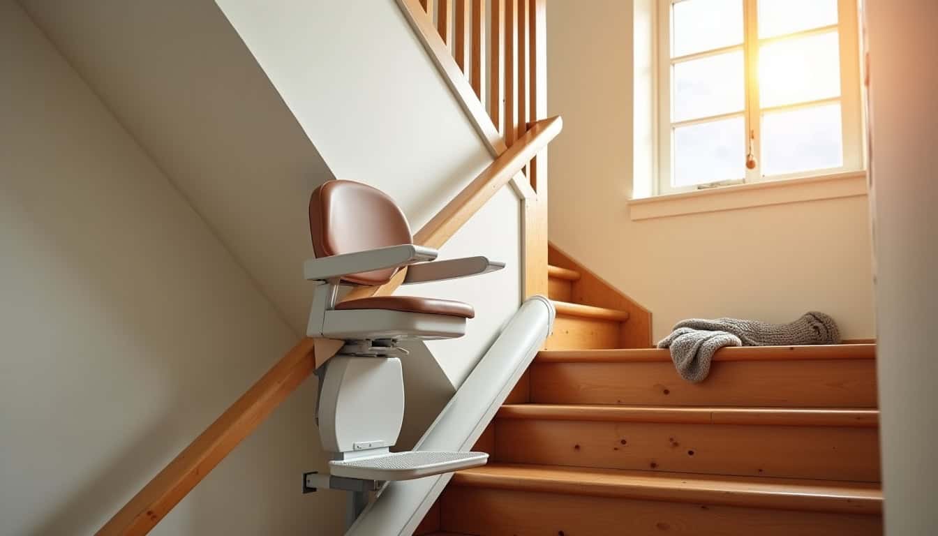 Monte-escalier terminé installé dans une habitation à Saint-Aubin-d