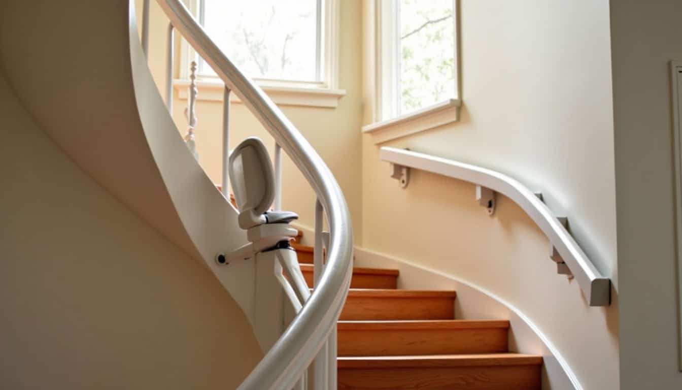 Monte-escalier tournant en cours d