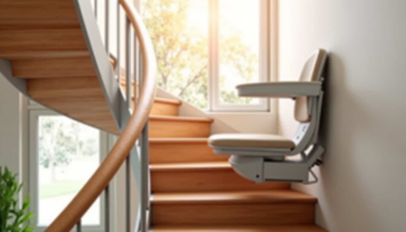 Monte-escalier tournant en cours d