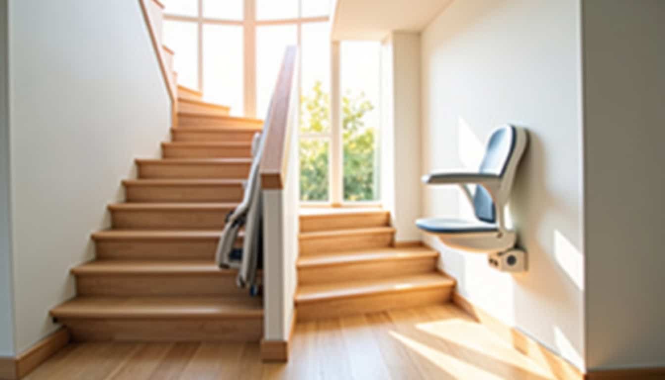 Monte-escalier tournant en cours d