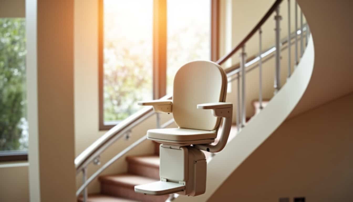 Monte-escalier tournant en cours d