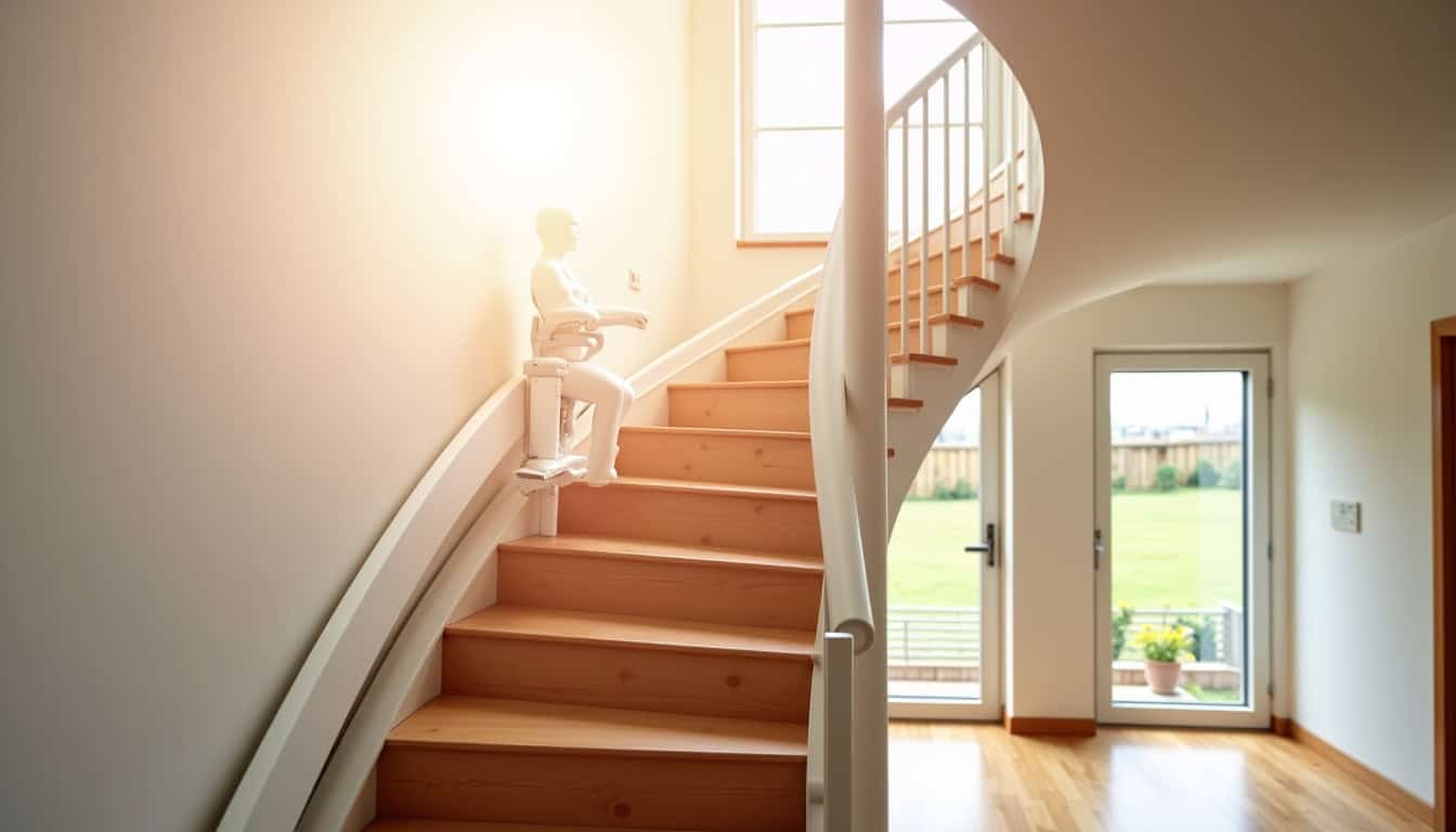 Monte-escalier tournant en cours d