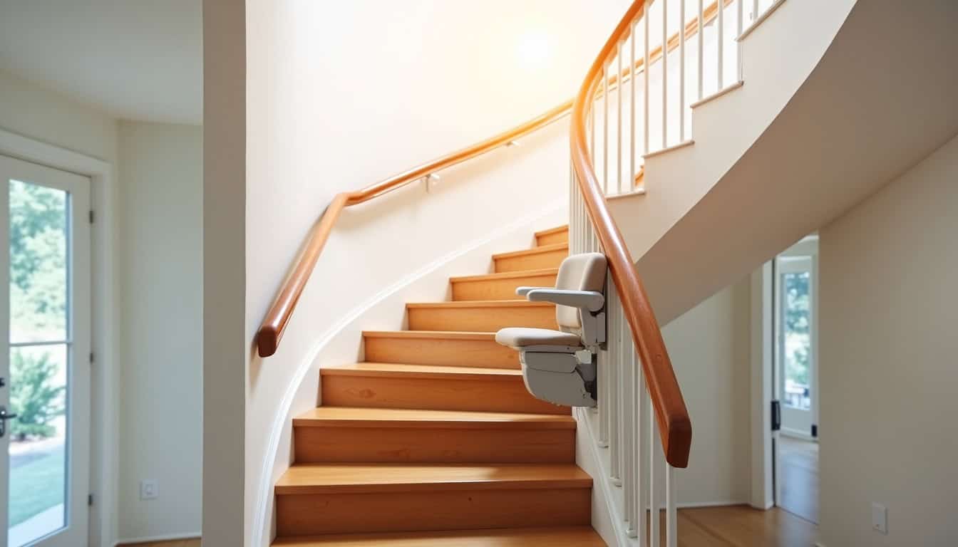 Monte-escalier tournant en cours d