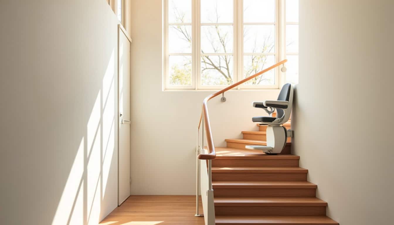 Monte-escalier tournant installé dans une habitation à Sonnaz