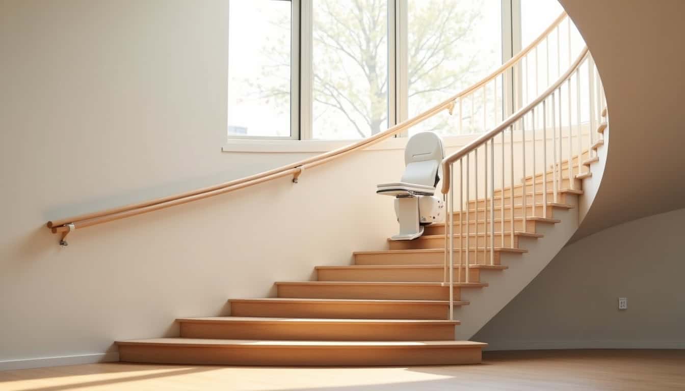 Monte-escalier tournant installé dans une maison à Bornel