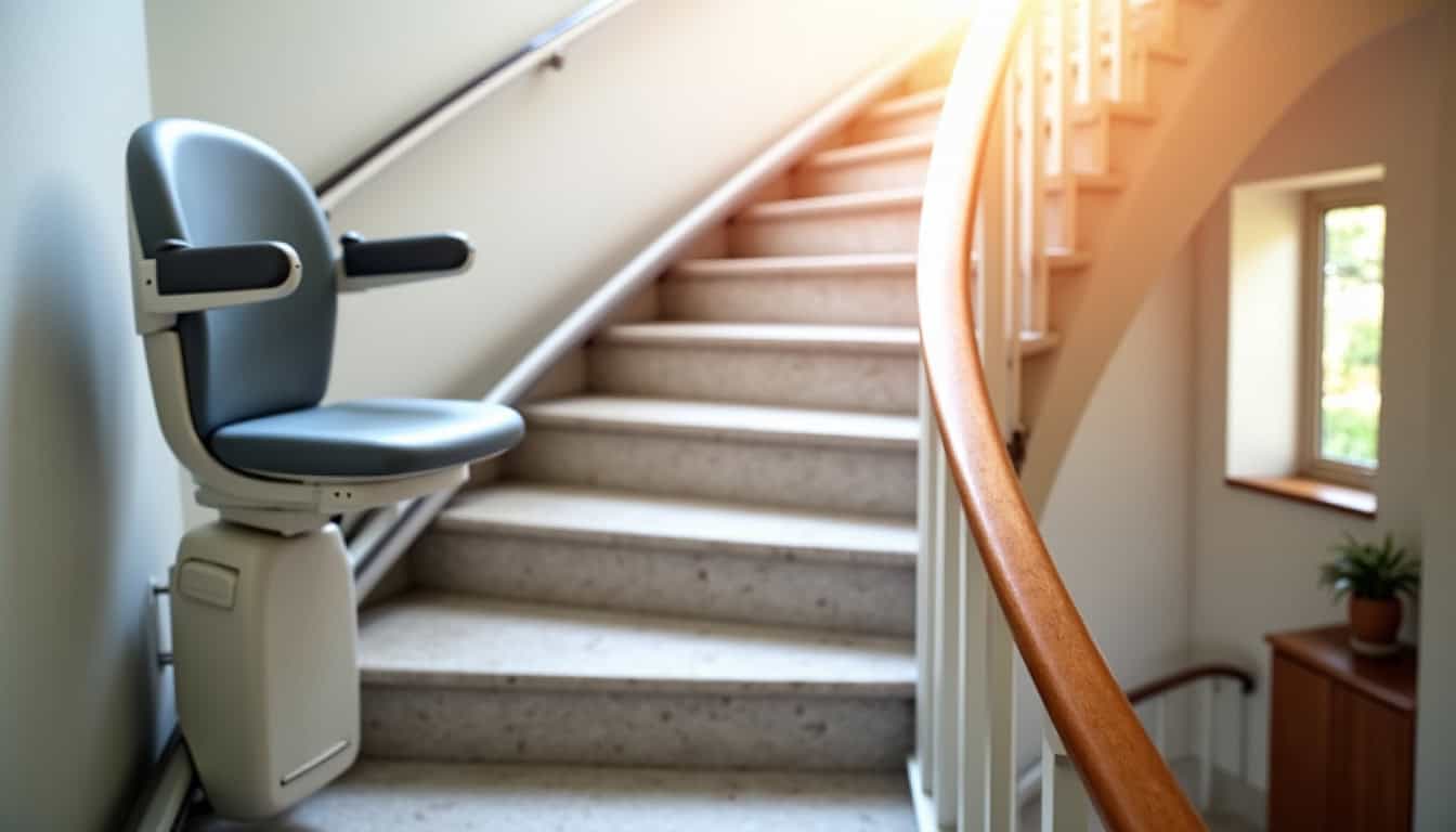 Monte-escalier tournant installé dans une maison à Courdimanche