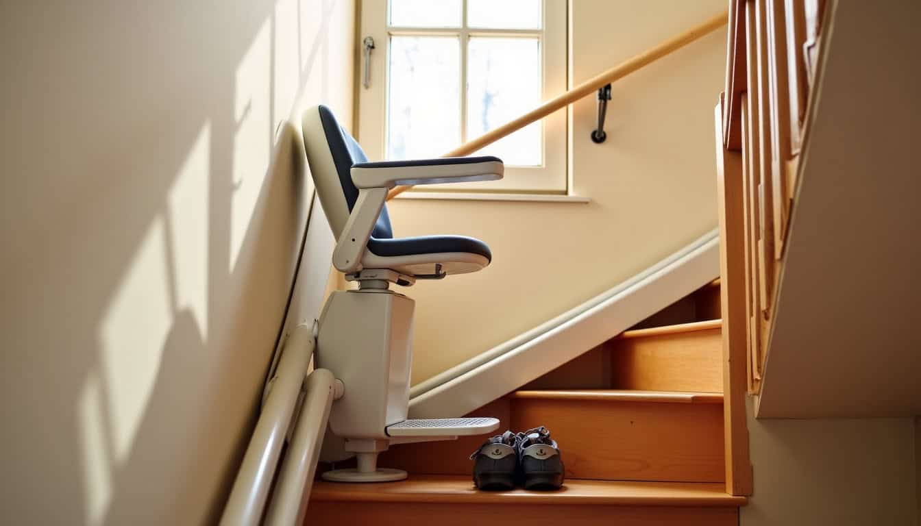 Monte-escalier tournant installé dans une maison à Creuzier-le-Vieux