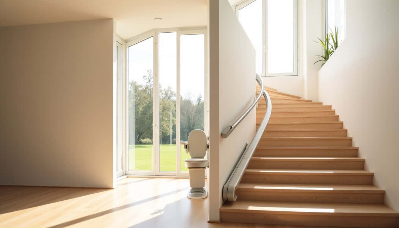 Monte-escalier tournant installé dans une maison à Hochstatt