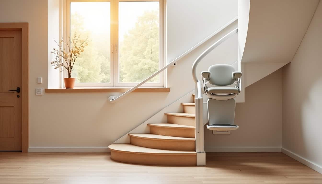 Monte-escalier tournant installé dans une maison à Marlioz