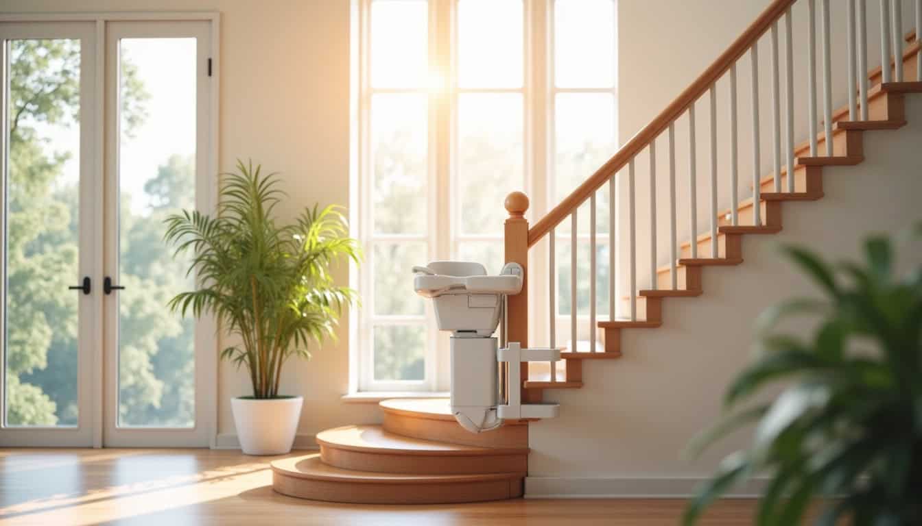Monte-escalier tournant installé dans une maison à Montségur-sur-Lauzon