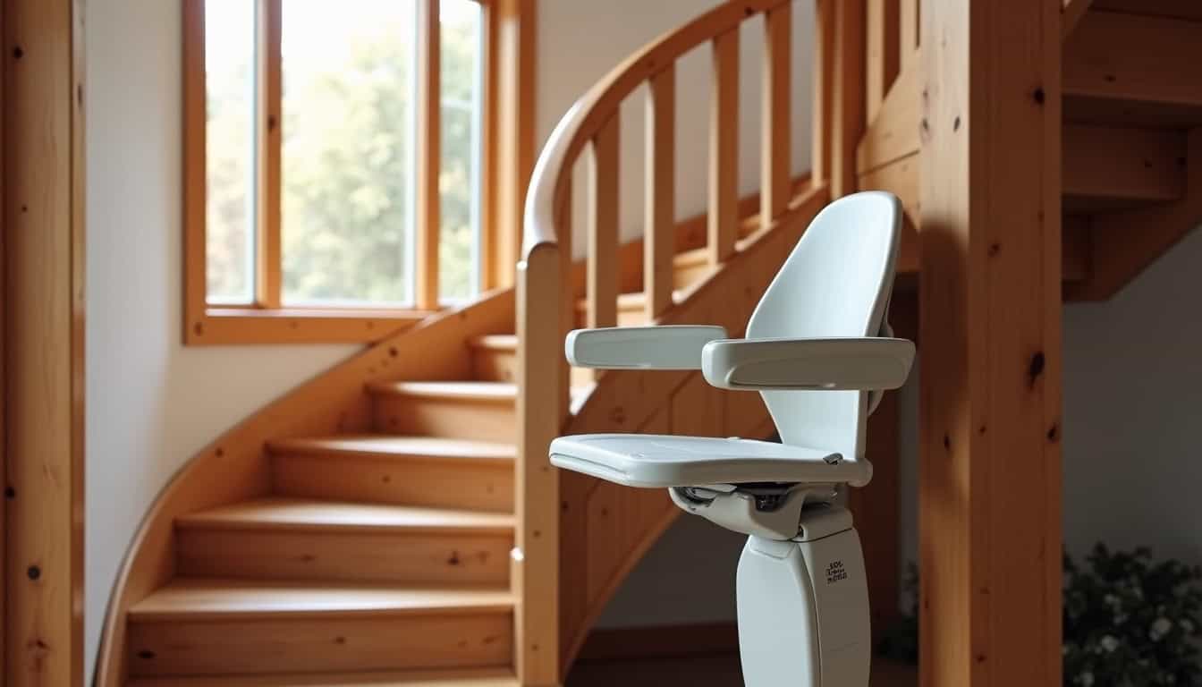 Monte-escalier tournant installé dans une maison à Saint-Maurice-sur-Moselle