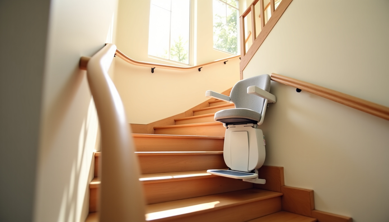 Monte-escalier tournant installé dans une maison à Toussus-le-Noble