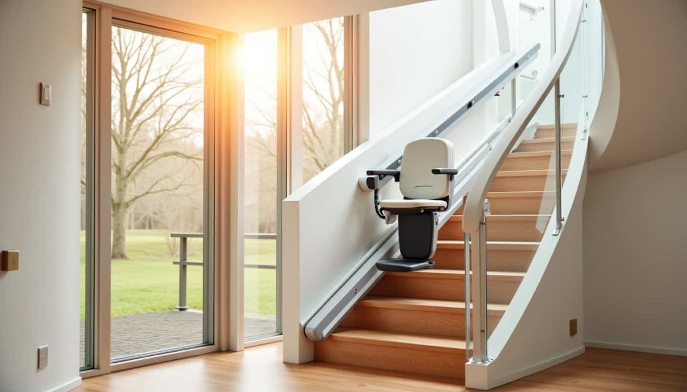Monte-escalier tournant installé dans une maison à Valros