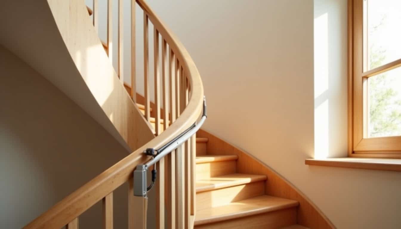 Monte-escalier tournant installé dans une maison de Bellegarde avec virage