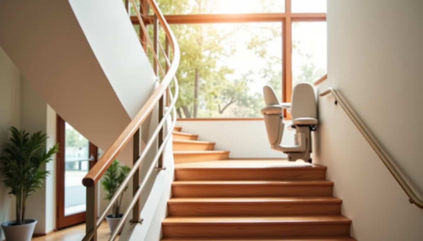 Monte-escalier tournant installé dans une maison de Longeville-lès-Metz