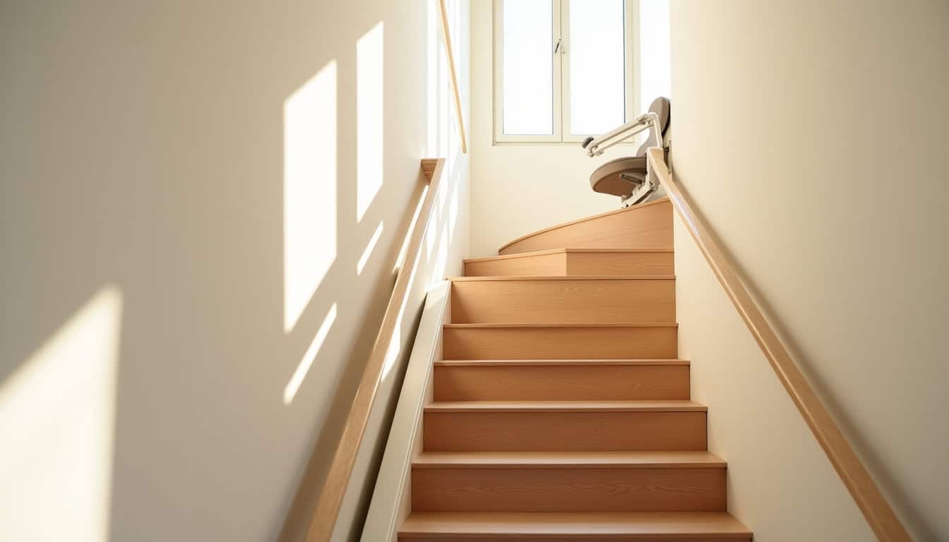Monte-escalier tournant installé dans une maison de Saint-Loup-Cammas