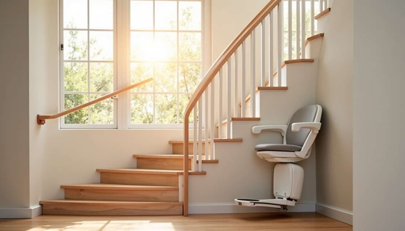 Monte-escalier tournant installé dans une maison de Saint-Zacharie