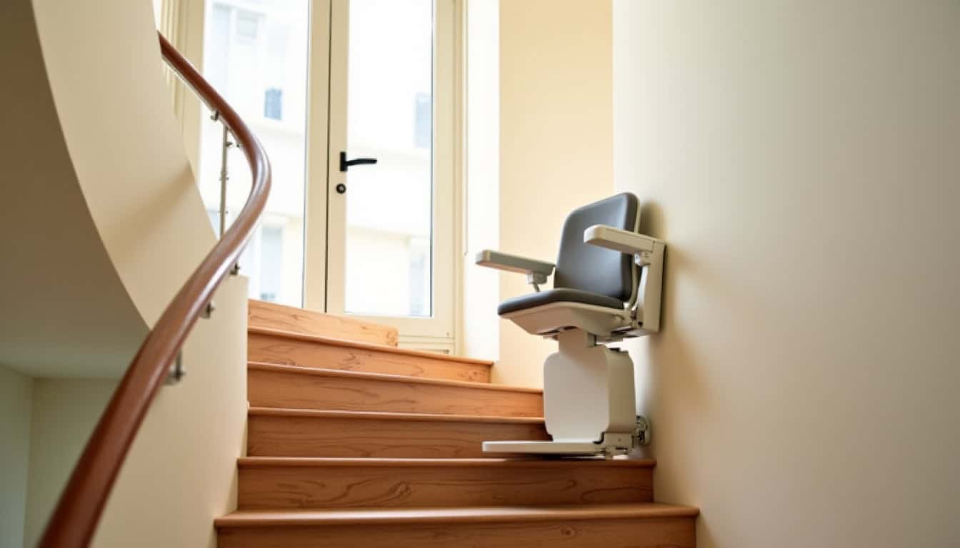 Monte-escalier tournant installé dans une maison en Charente