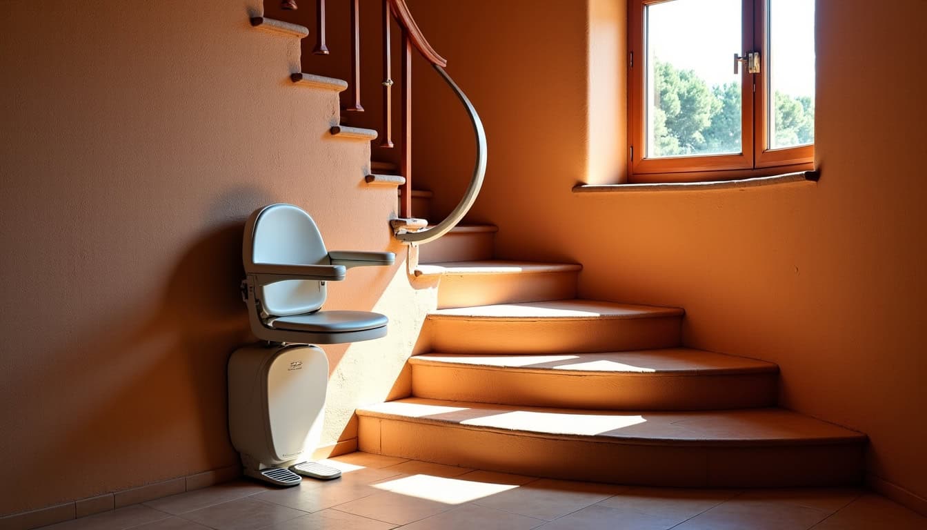 Monte-escalier tournant installé dans une maison typique de Banyuls-dels-Aspres