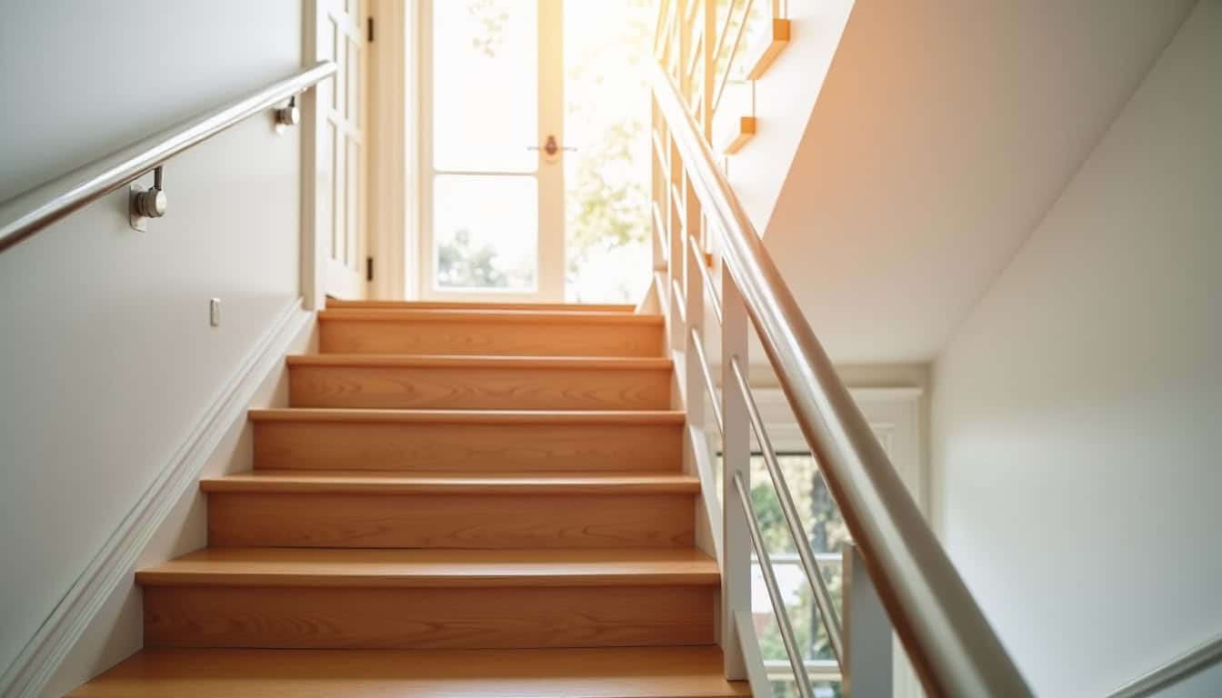 Monte-escalier tournant installé sur un escalier en bois à Excenevex