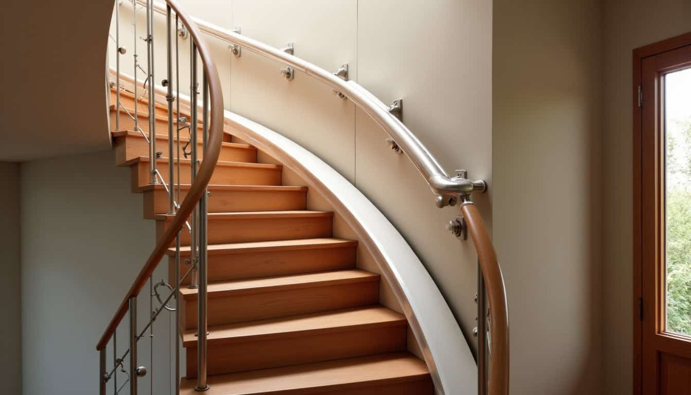 Monte-escalier tournant installé sur un escalier en colimaçon à Gasville-Oisème