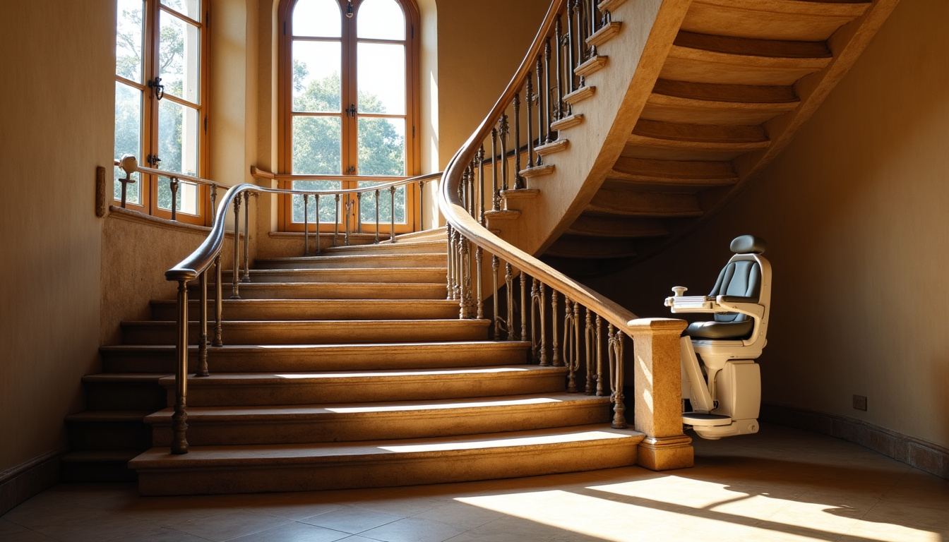 Monte-escalier tournant installé sur un escalier en colimaçon à Versailles