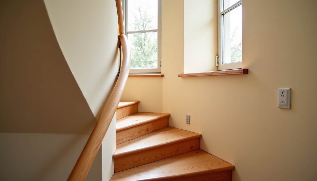 Monte-escalier tournant installé sur un escalier en colimaçon dans une maison traditionnelle de Rœschwoog
