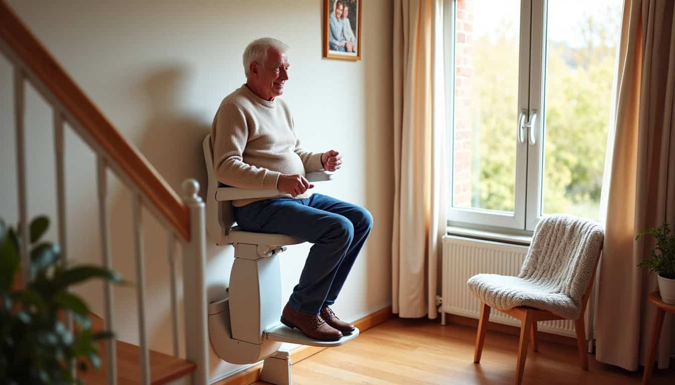 Utilisation quotidienne d’un monte-escalier dans une maison familiale à Urrugne