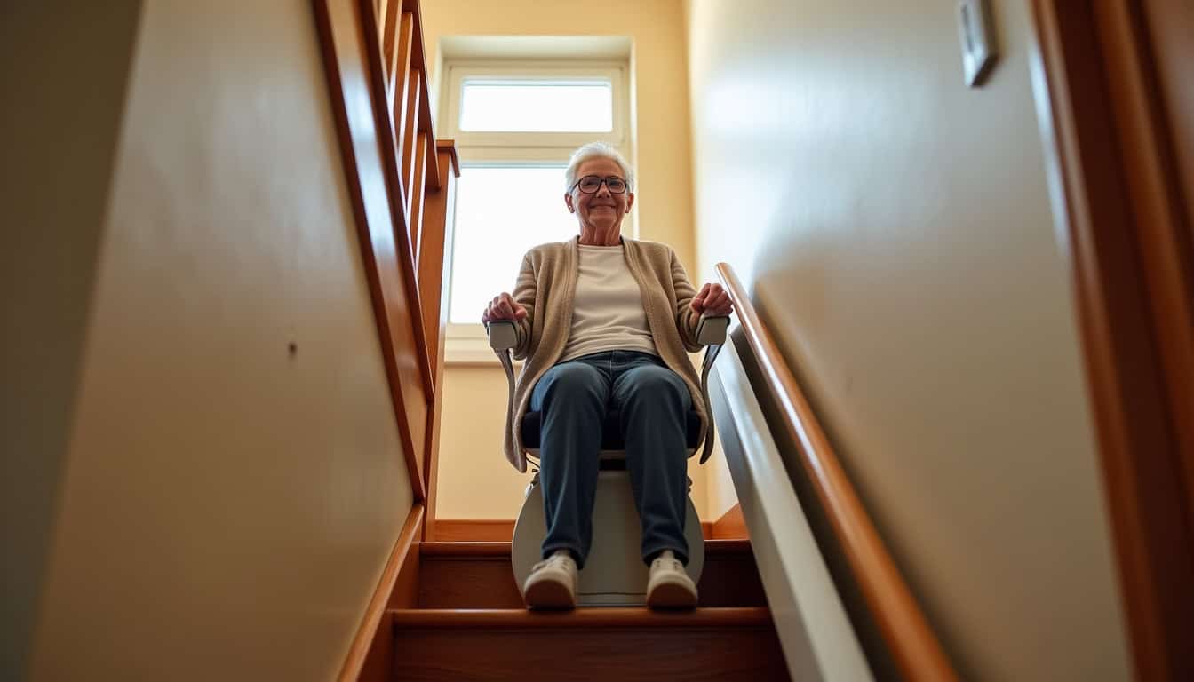 Personne utilisant un monte-escalier dans une maison à Seboncourt