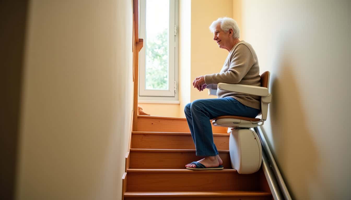 Personne utilisant un monte-escalier lors d