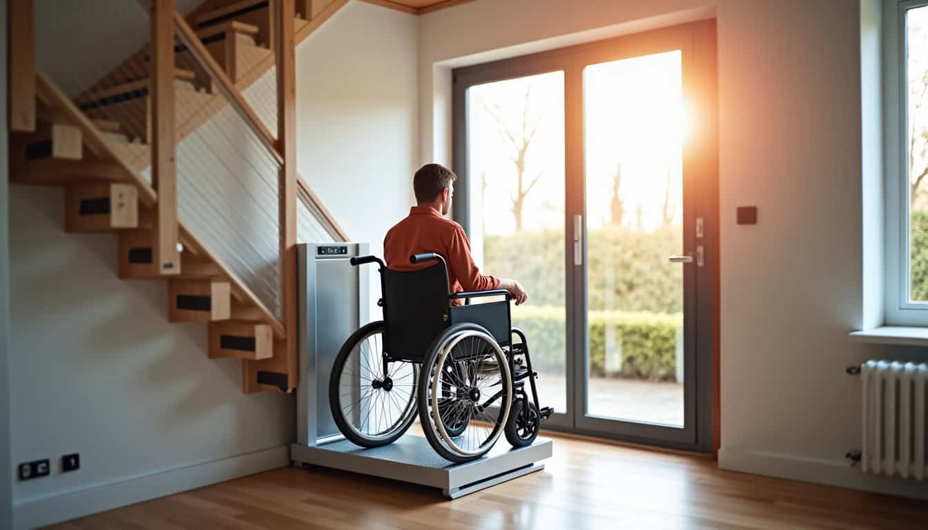 Plateforme élévatrice installée pour un fauteuil roulant à Valdoie