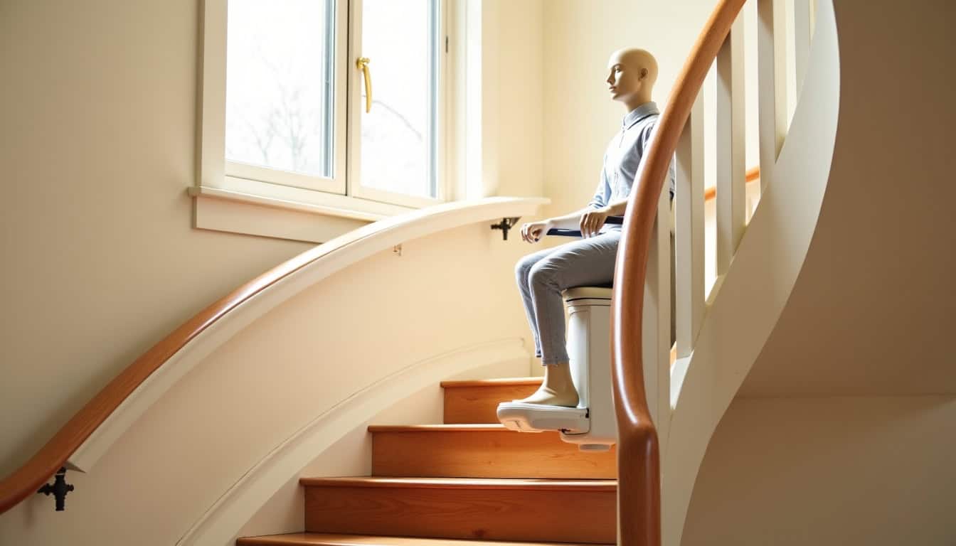 Pose d’un monte-escalier tournant dans une maison à Saint-Ferréol-d