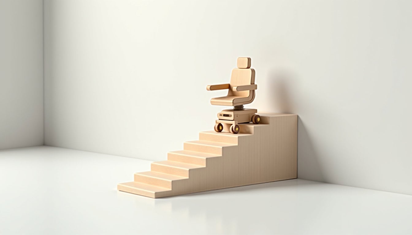 Schéma de fonctionnement d’un fauteuil monte-escalier électrique sur rail