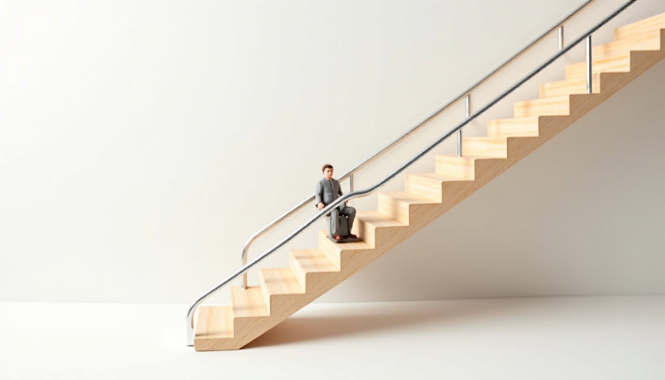 Schéma du fonctionnement d’un monte-escalier avec siège et rail motorisé