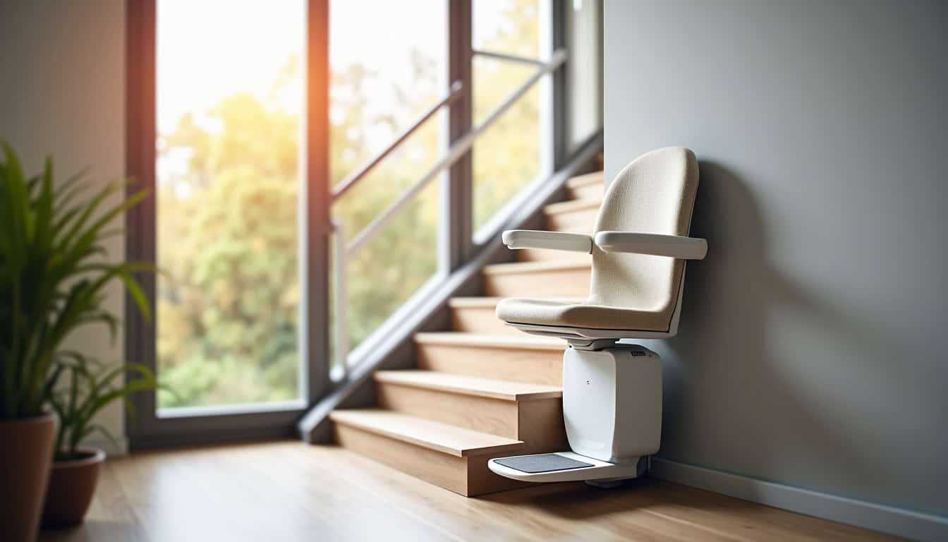 Siège de monte-escalier droit dans un intérieur moderne