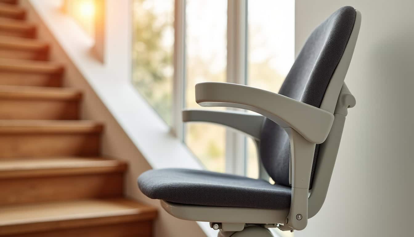 Siège ergonomique d’un monte-escalier avec accoudoirs réglables