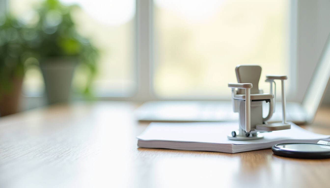 Tableau de travail avec documents administratifs pour une demande d